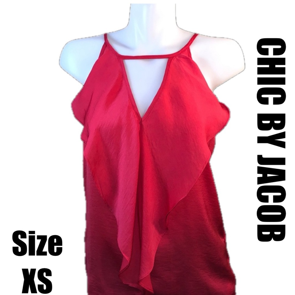 CHIC BY JACOB NWOT PINK TANK FLOWY BLOUSE SIZE XS